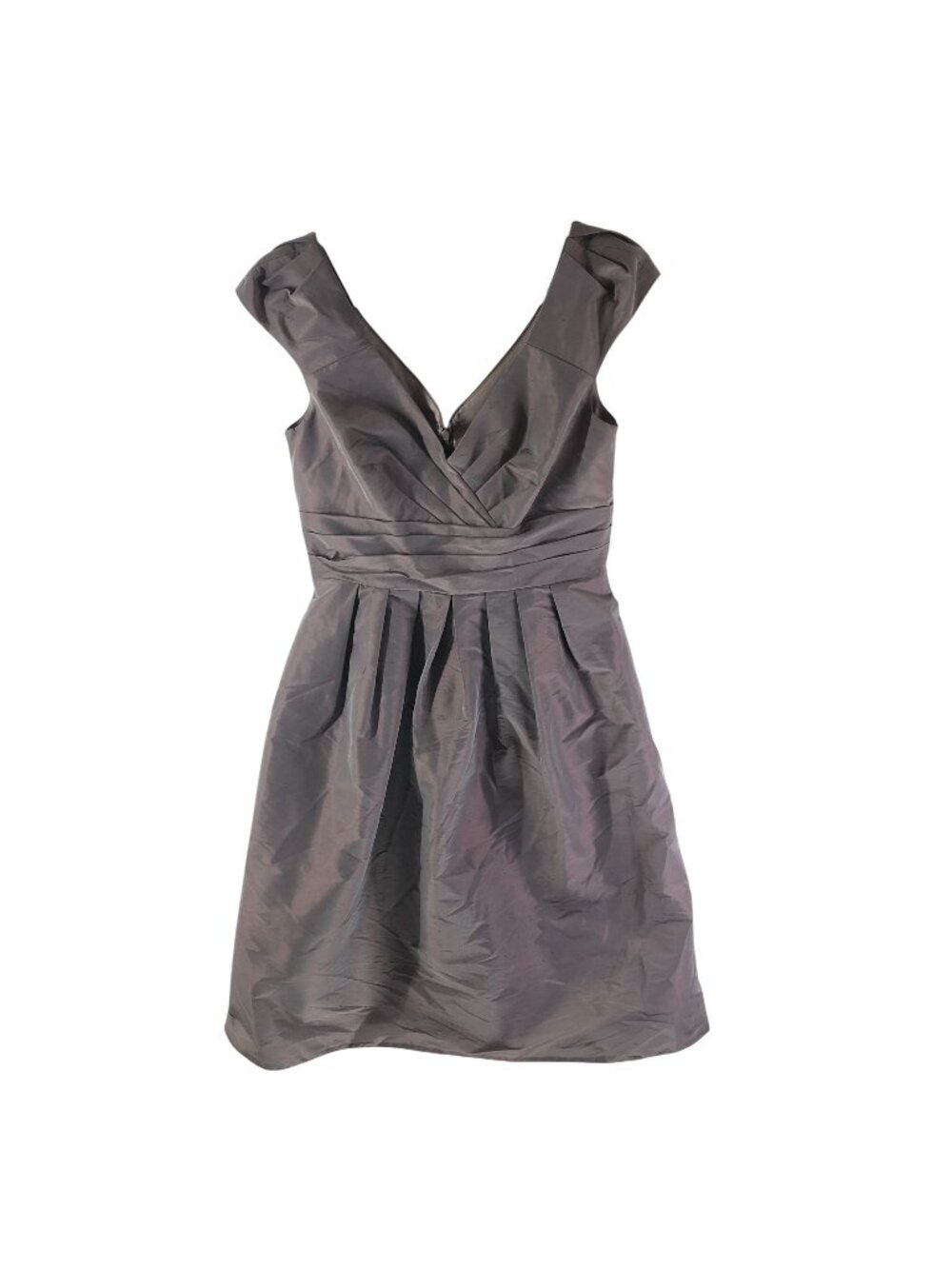 Watters & Watters Formal Dress Pleated Pockets A Line Bridesmaid Purple 10